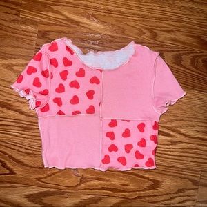 Toddler Cropped Heart Color Block Top